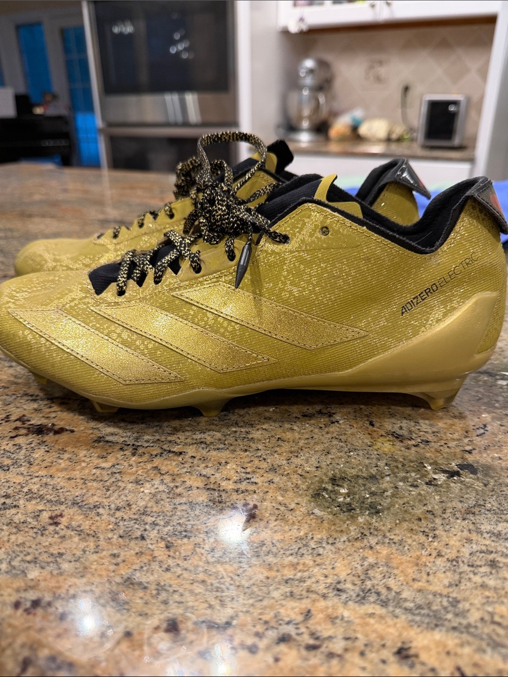 adidas Adizero Metallic Gold Soccer Cleats with Black Accents